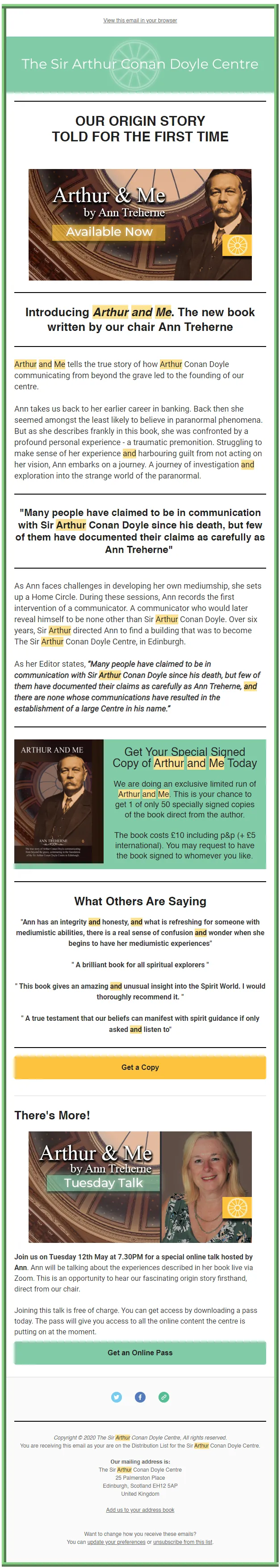 mobile landing page for Arthur and Me