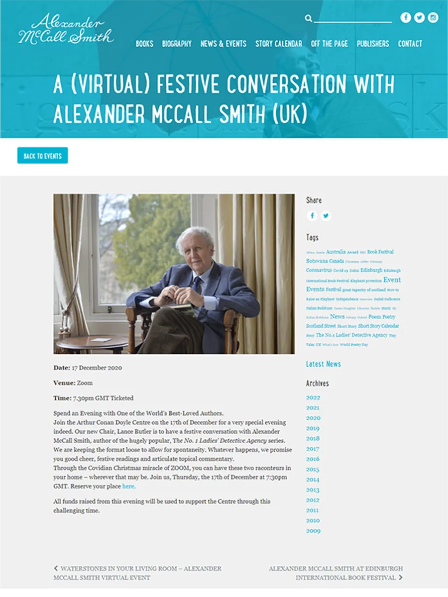 Cross-promotion For Christmas with Alexander Mccall Smith