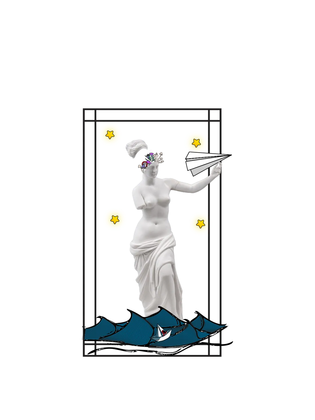 venus throwing paper plane